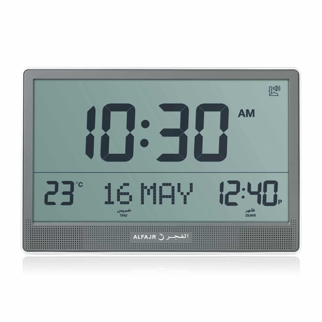 ALFAJR CJ-17 Orologio Da Parete Con Allarme Azan - 5 Voci, LCD 15", Temperatura, Calendario Hijri, Regalo Ramadan