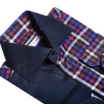 Mc Laurent Italian two tone Shirt (Check Blue)